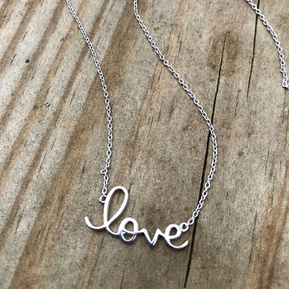 Jewelry - Silver “Love” cursive letter necklace